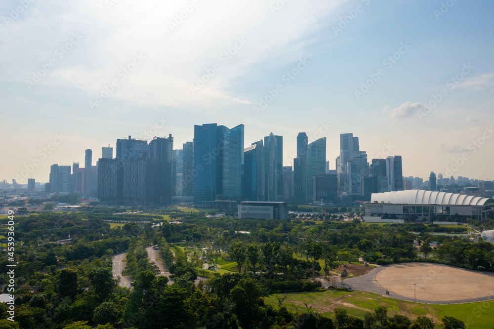 Obraz premium シンガポールの風景をドローンで撮影した空撮写真 Aerial photo of Singapore landscape taken by drone. 