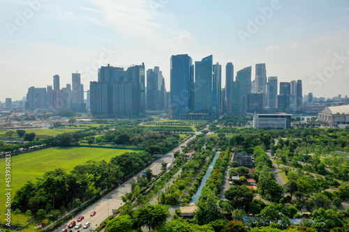 シンガポールの風景をドローンで撮影した空撮写真 Aerial photo of Singapore landscape taken by drone. 