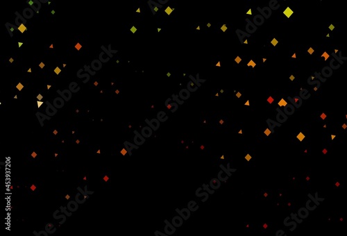 Dark green  red vector texture in poly style with circles  cubes.