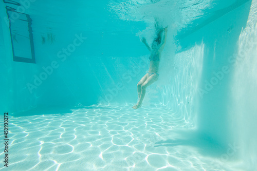 Woman swimming underwater in pool © KOTO