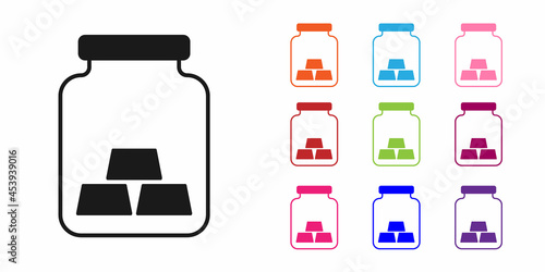 Black Gold bars icon isolated on white background. Banking business concept. Set icons colorful. Vector