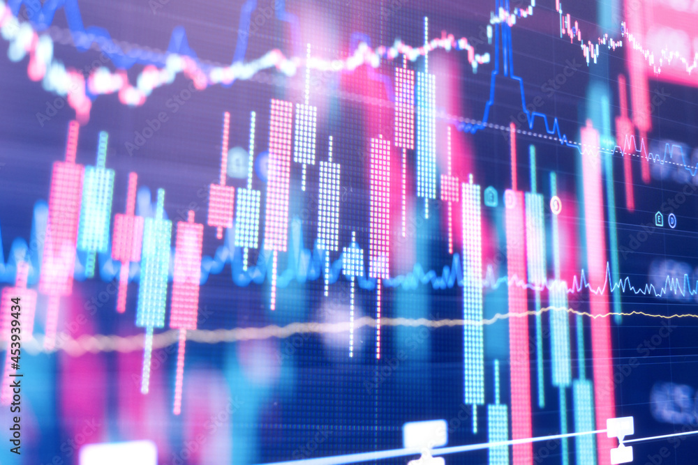 Financial stock market graph. Stock Exchange. Selective focus. Financial stock market graph. Stock Exchange. Selective focus.