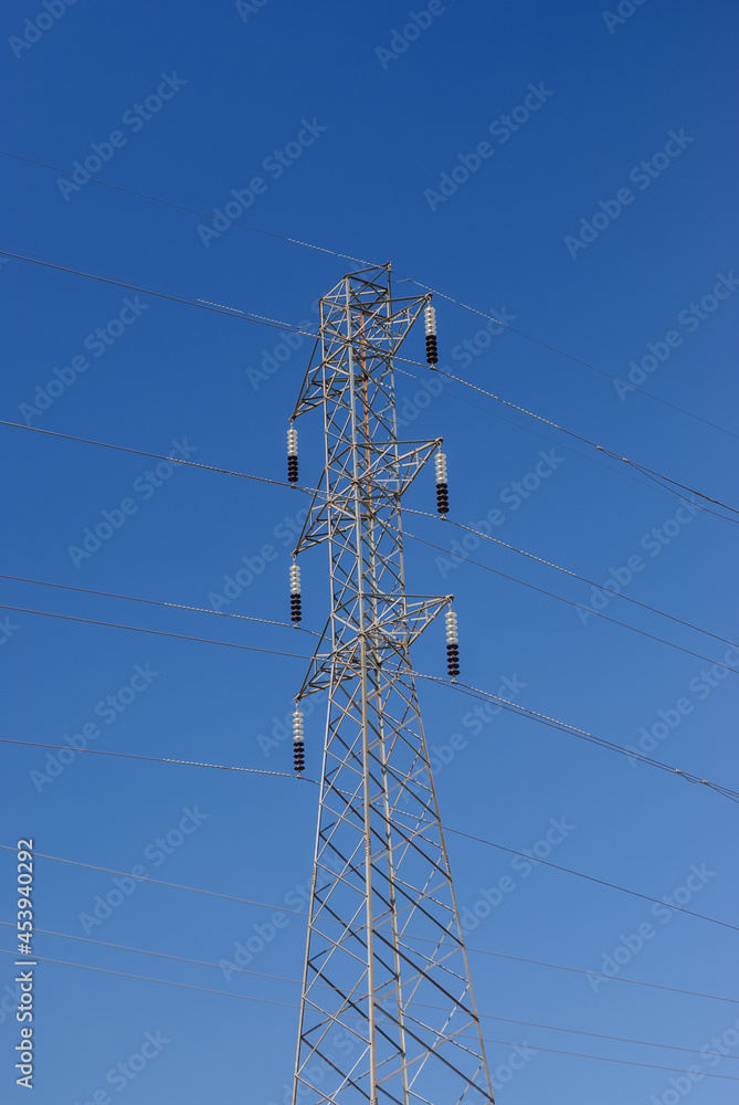 Electrification tower with blue sky. Electrification tower with blue sky.