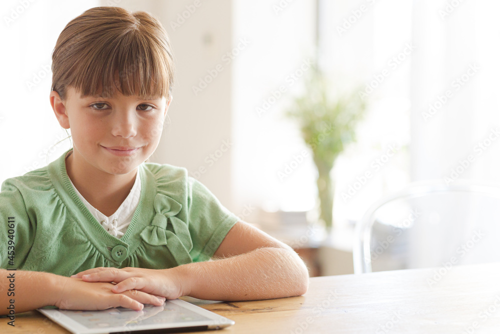 Girl with tablet computer, smiling Girl with tablet computer, smiling