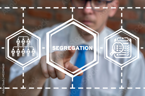 Business concept of segregation employees. People division.