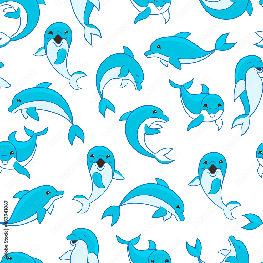 Seamless pattern with cute dolphins Seamless pattern with cute dolphins