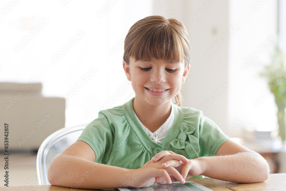 Girl with tablet computer, smiling Girl with tablet computer, smiling