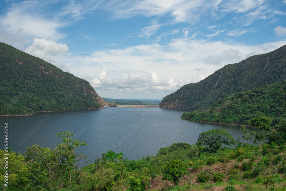 Landscape of reservoir Sogamoso Santander Colombia. 