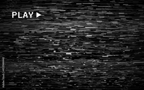 Glitch retro backdrop. Old video template. VHS no signal effect. Abstract videotape background. Old horizontal distortions. Low quality analog camera. Vector illustration