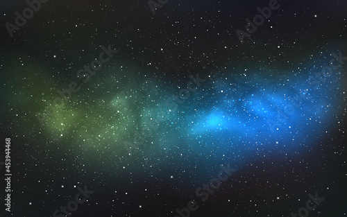 Space background. Realistic starry cosmos. Colorful milky way with bright stars. Beautiful universe wallpaper. Color galaxy with stardust. Outer space texture. Vector illustration