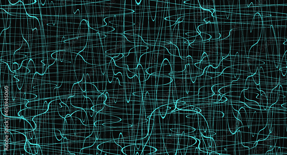 Fototapeta premium Blue chaotic lines background. Hand drawn lines. Tangled chaotic pattern. Vector illustration.