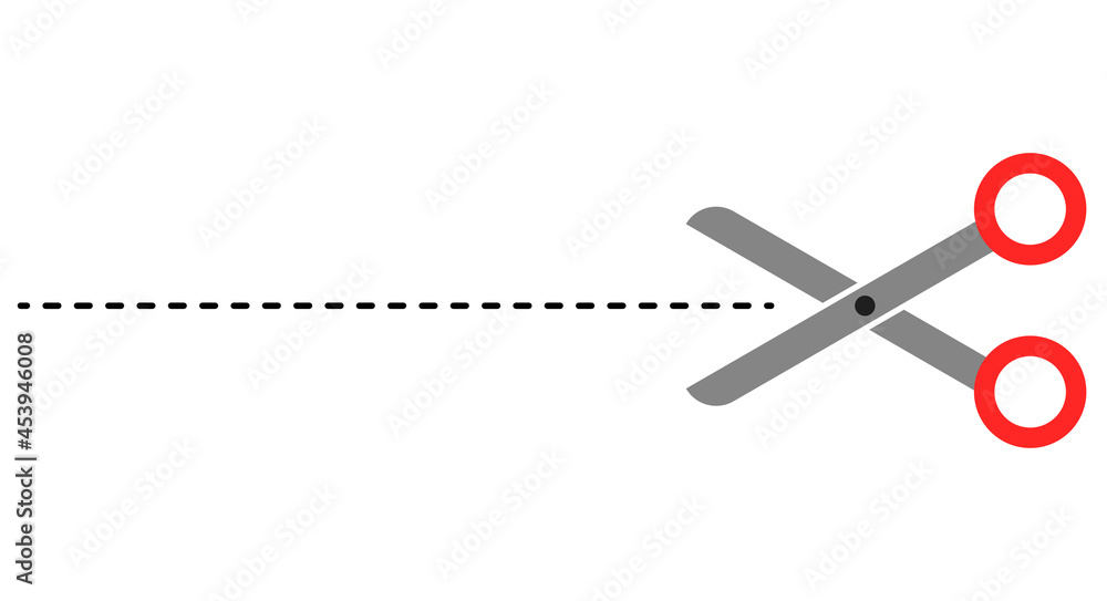 Vector illustration of scissor with cutting line. Vector illustration of scissor with cutting line.