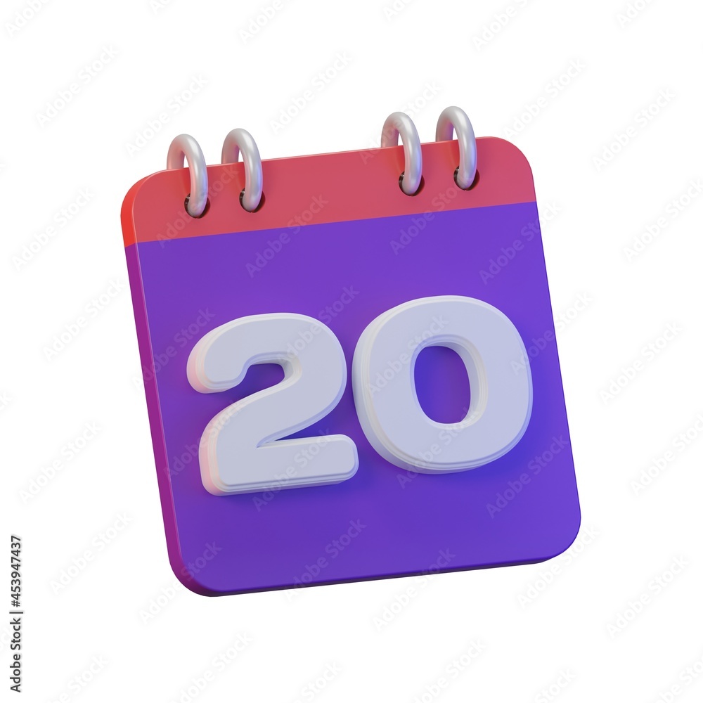 3D Render calendar of 20 days for daily reminder or schedule 3D Render calendar of 20 days for daily reminder or schedule