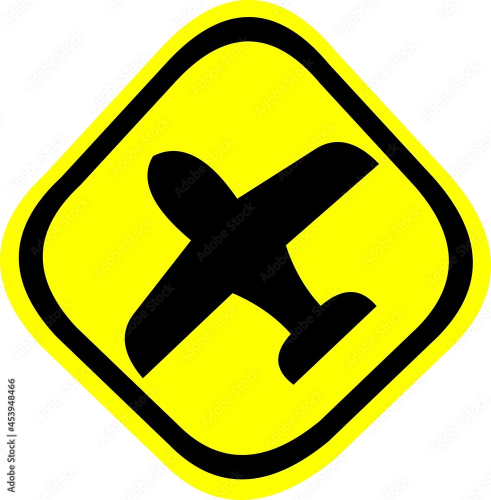 Obraz premium Vector illustration of low-flying aircraft traffic sign