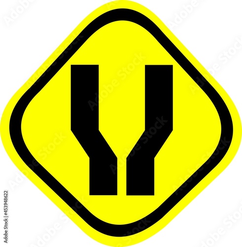 Vector illustration of traffic sign, widening both sides