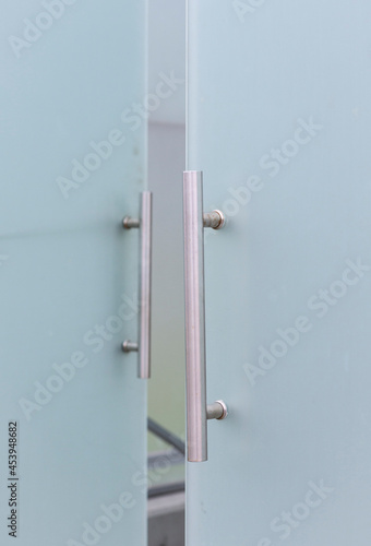 Metal railings and glass wall