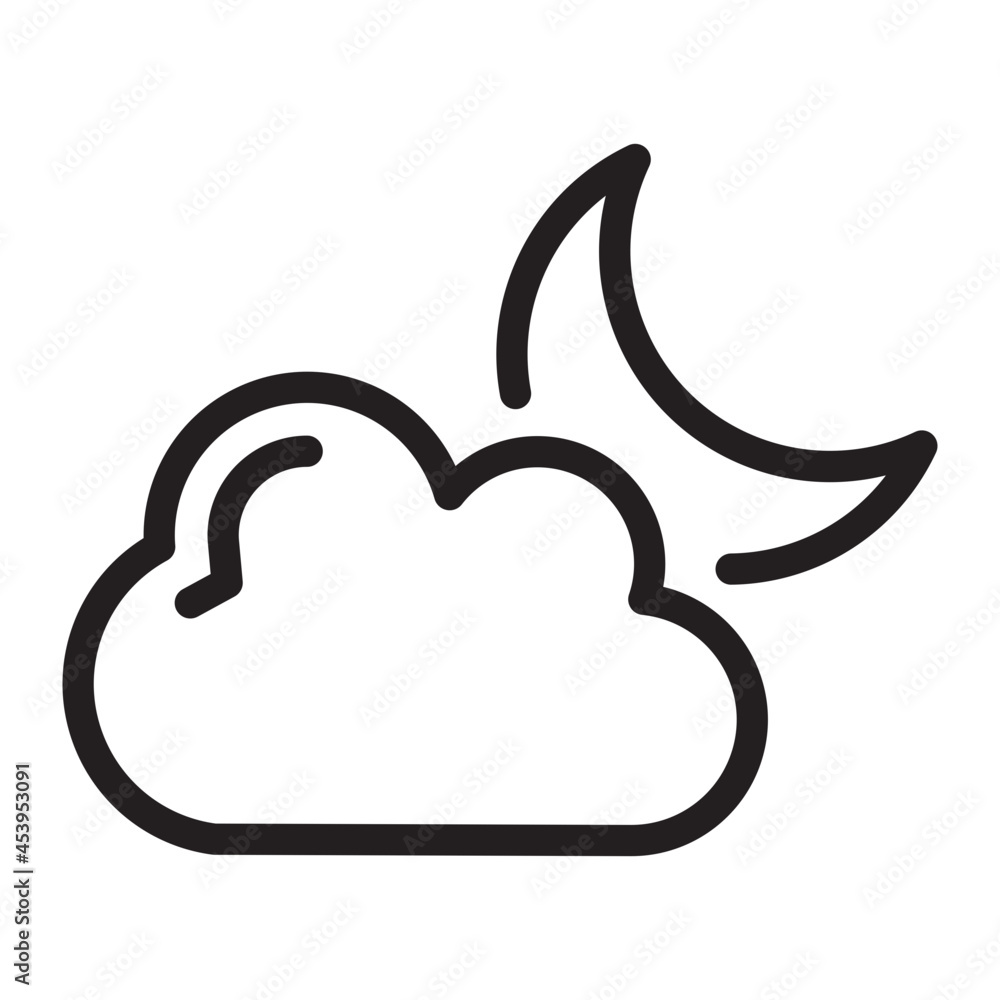 cloudy night line icon cloudy night line icon