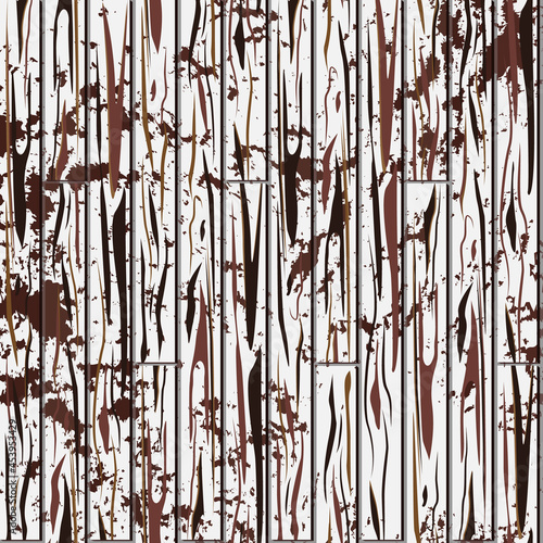 Brown embossed wooden planks covered with white peeling paint. Vector seamless pattern.
