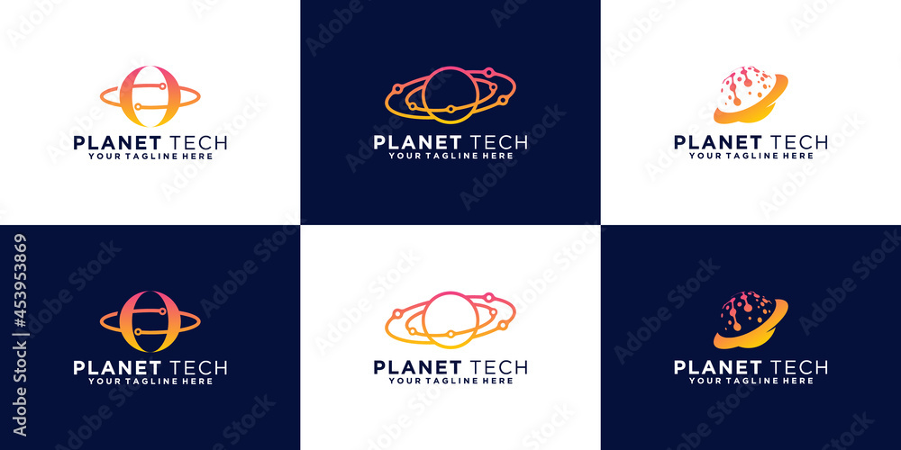 technology planet orbit logo collection