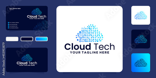 cloud technology design logo and business card inspiration