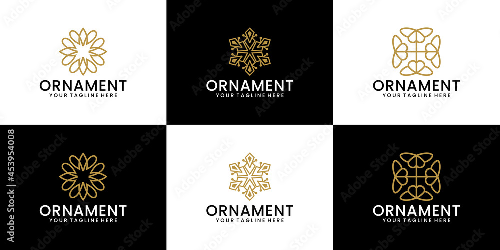 ornament design logo collection with line style