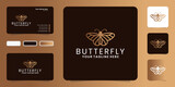 beautiful butterfly logo design inspiration in line art and business card style