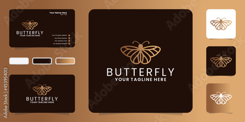 beautiful butterfly logo design inspiration in line art and business card style
