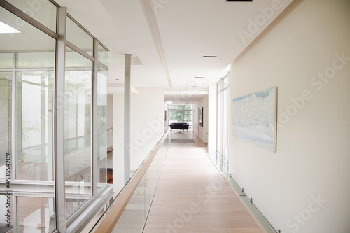 Long hallway in modern house