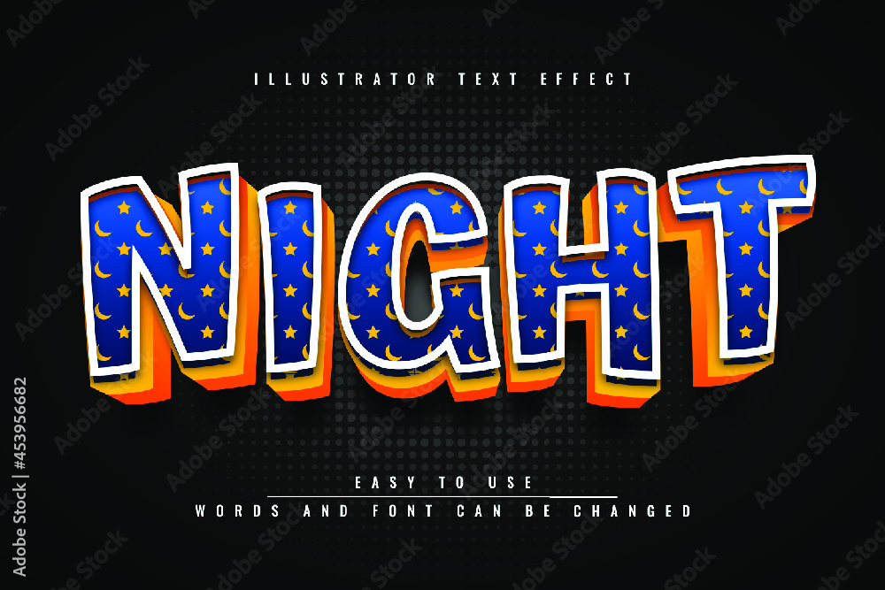 Night - Illustrator editable text effect design