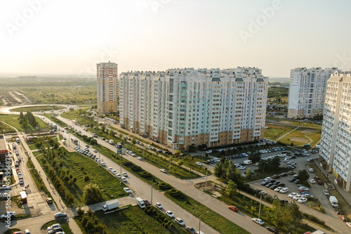 New residential high-rise buildings in the blue sky