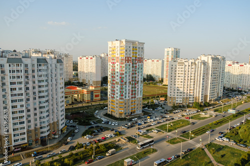 New residential high-rise buildings in the blue sky