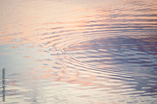 Sunset colors reflected in lake ripples
