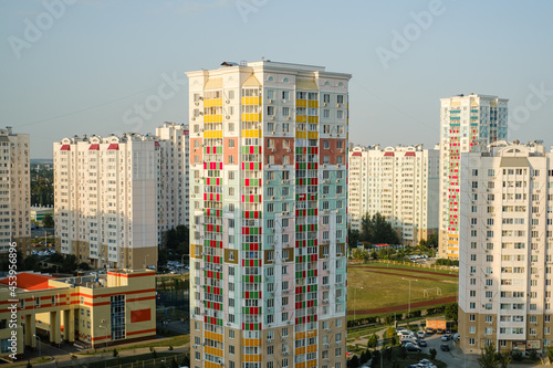 New residential high-rise buildings in the blue sky