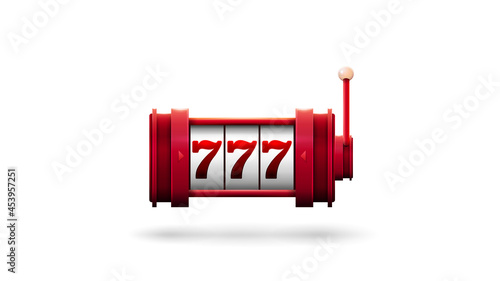 Red slot machine with jackpot isolated on white background