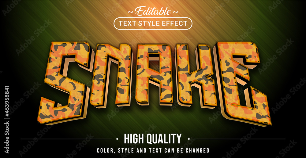 Obraz premium Editable text style effect - Yellow Snake text style theme.
