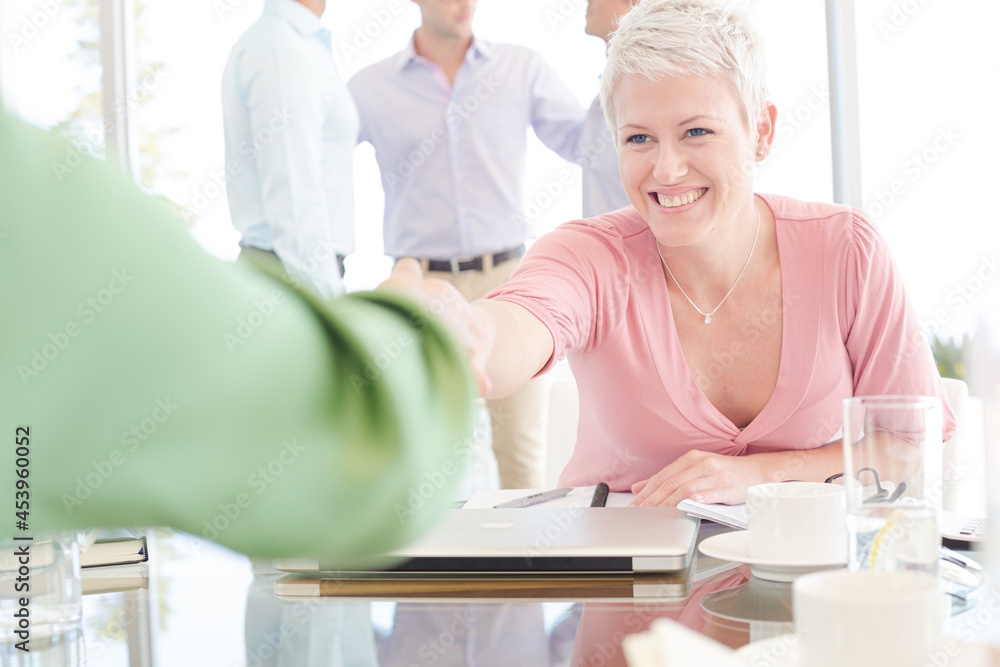 Obraz premium Business people shaking hands in meeting