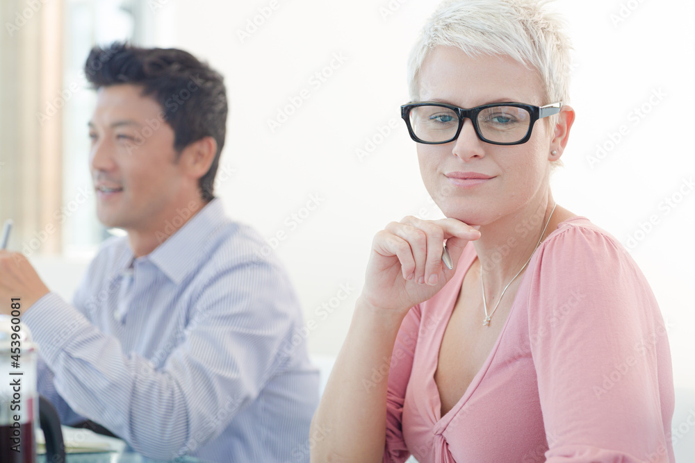 Businesswoman sitting in meeting
