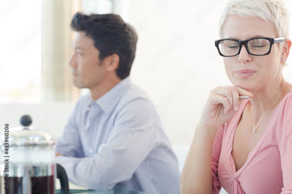 Businesswoman sitting in meeting Businesswoman sitting in meeting