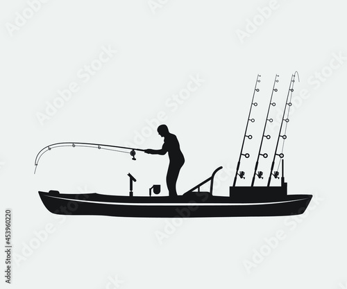 kayak fishing Printable Vector Illustration .kayak fishing silhouettes vector. Kayak Fishing vector and Kayak Fisherman,