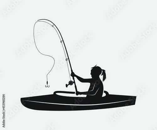 kayak fishing Printable Vector Illustration .kayak fishing silhouettes vector. Kayak Fishing vector and Kayak Fisherman,