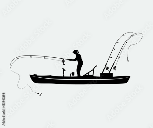 kayak fishing Printable Vector Illustration .kayak fishing silhouettes vector. Kayak Fishing vector and Kayak Fisherman,