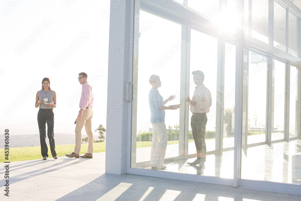 Fototapeta premium Business people talking outside office