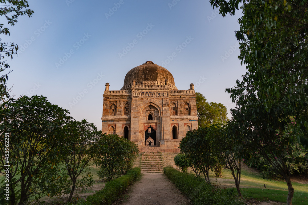Lodhi Garden in Delhi, India. Bara Gumbad Tomb.