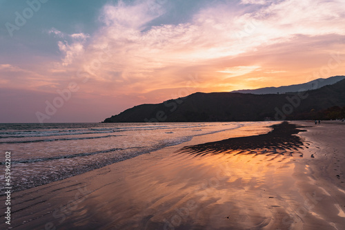 Beautiful and colorful sunset at Barequeçaba beach, São Sebastião - Brazil.