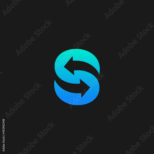 letter s with arrow sign vector