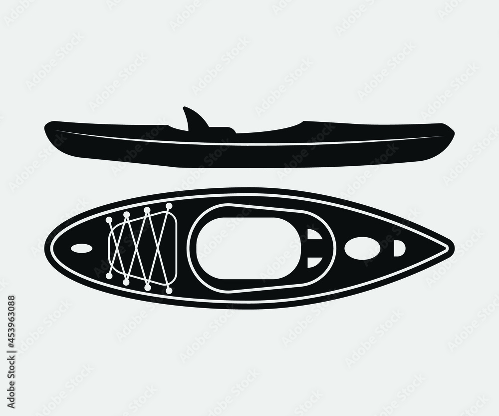 kayak Printable Vector Illustration.Kayaking silhouettes vector. 