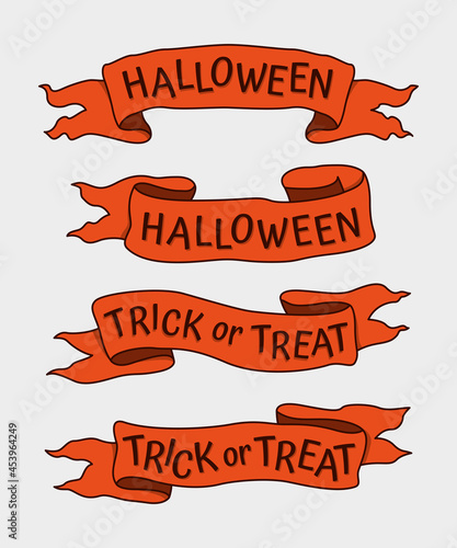 Set of Halloween Ribbons with Words.