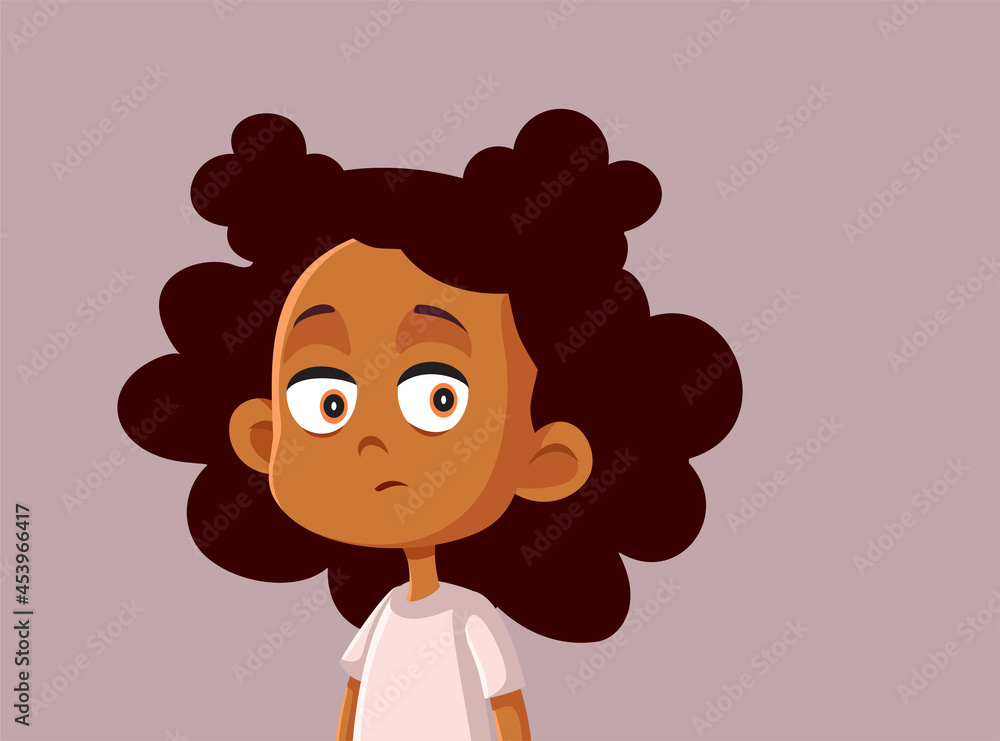 Suspicious Little Girl Looking Sideways Vector Cartoon Suspicious Little Girl Looking Sideways Vector Cartoon