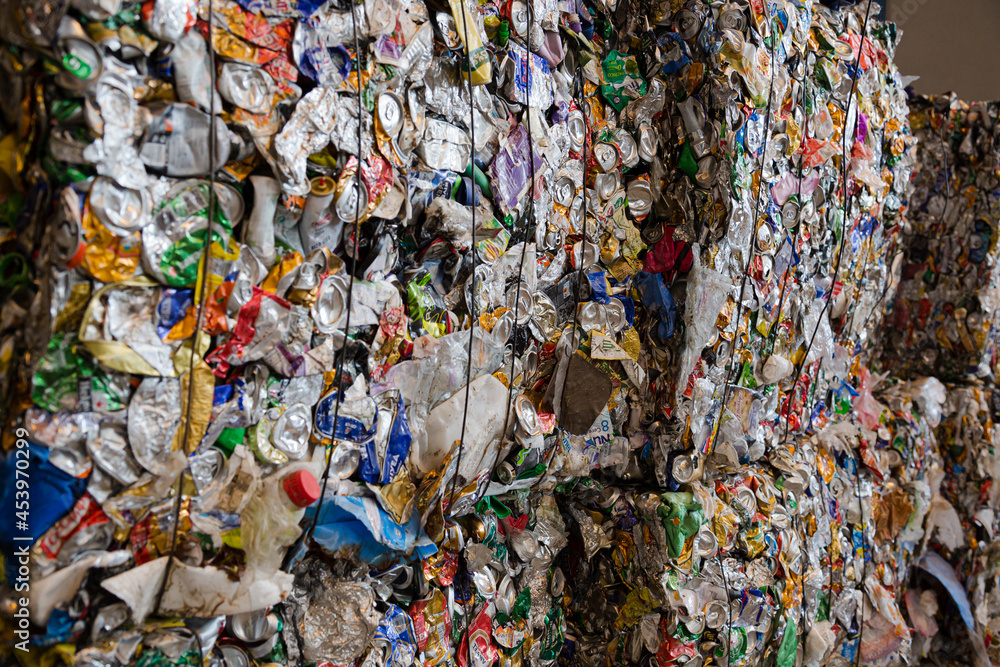 Close up of compressed recycling Close up of compressed recycling