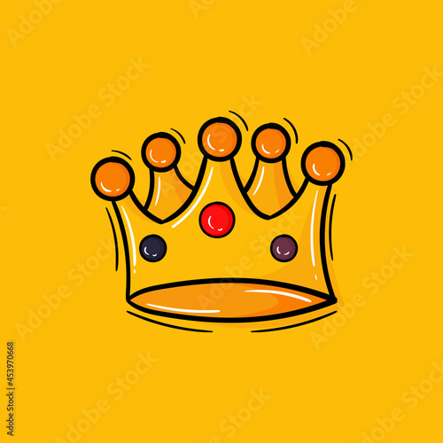 hand drawn illustration of a kings crown with a mix of bright yellow and orange colors